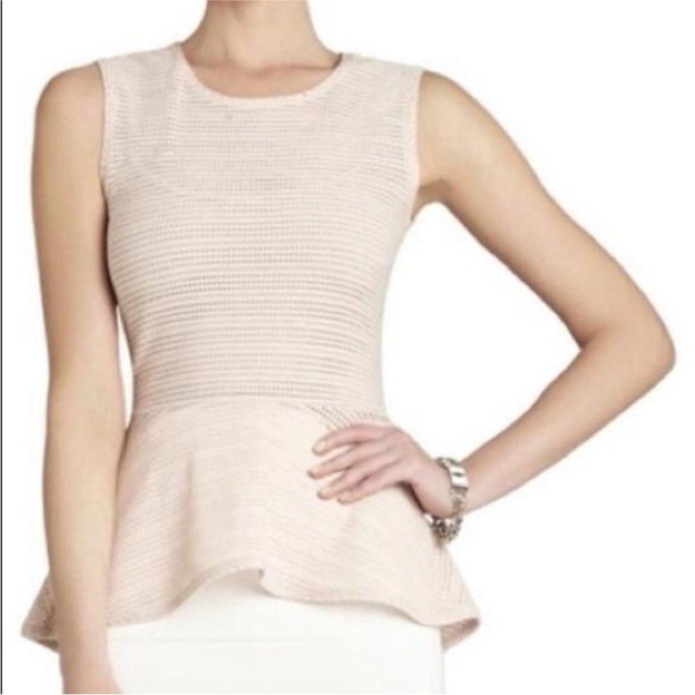 BCBGMaxAzria Light Pink Peplum Tank Top